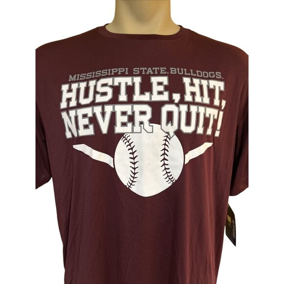 Mississippi State Bulldogs Mens Hustle Hit Never Quit T-shirt MSU New - Picture 2 of 5